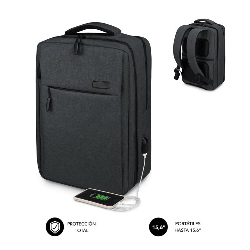 subblim Sac à dos Subblim Traveler Airpadding Grey pour ordinateur portable 15,6