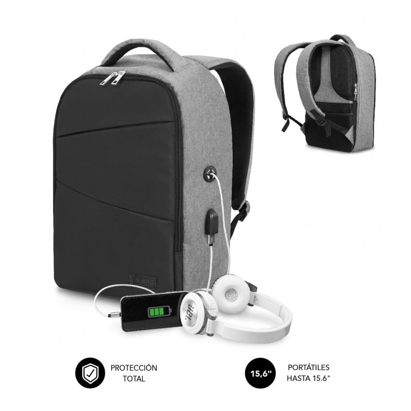 subblim Sac à dos antivol Subblim Secure V2 AP Black Grey pour ordinateurs portables jusqu'à 15,6