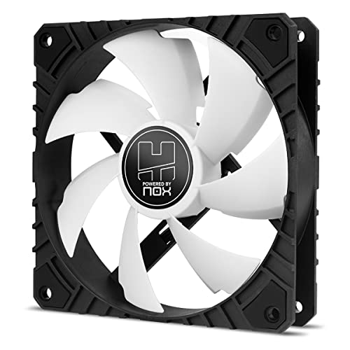 Nox H-FAN PRO -NXHUMMERHFANPROWN- Ventilateur pour boîtier PC 120 mm, fonction PMW, 7 pales, roulements hydrauliques, design silencieux optimisé, coins support en caoutchouc Blanc Noir