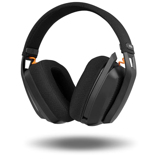 KROM KANJI – Casque Gaming Sans Fil avec Connexion Bluetooth 5.3, 2,4 GHz et USB, Haut-parleurs de 40 mm, Micro Omnidirectionnel, Contrôle du Volume et Mute sur Casque, Arceau Réglable et Léger – Noir