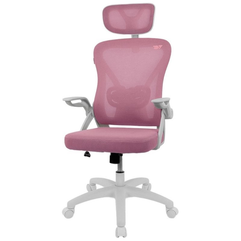 drift Chaise ergonomique Drift DRAIR35 Pink, dossier en maille, accoudoirs rabattables, base nylon