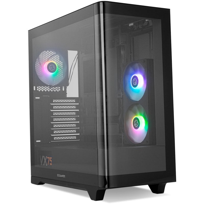 nox Boîtier NOX Hummer ETHER Black Verre Trempé Courbé Midi Tower Gaming