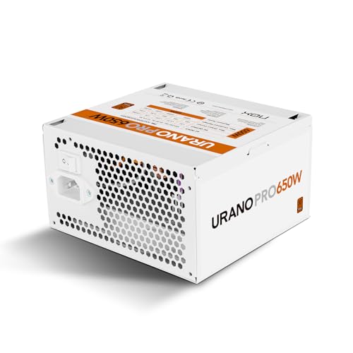 NOX Xtreme Products URANO Pro 650 W White 80 Plus Bronze, Alimentation ATX avec Ventilateur Silencieux 120 mm PWM, Protection intégrale (OVP, UVP, OPP, SCP, OTP), PFC Actif, câbles Plats, Blanc