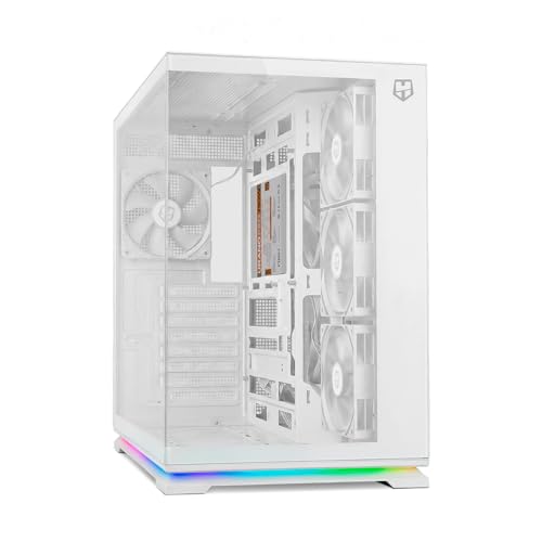 NOX Xtreme Products Hummer Galaxy - Boîtier PC, Verre Trempé Frameless, 4 Ventilateurs 120mm PWM, Espace pour 10 Ventilateurs, USB-C et USB 3.0, Contrôleur Hub ARGB, ATX M-ATX ITX, Blanc