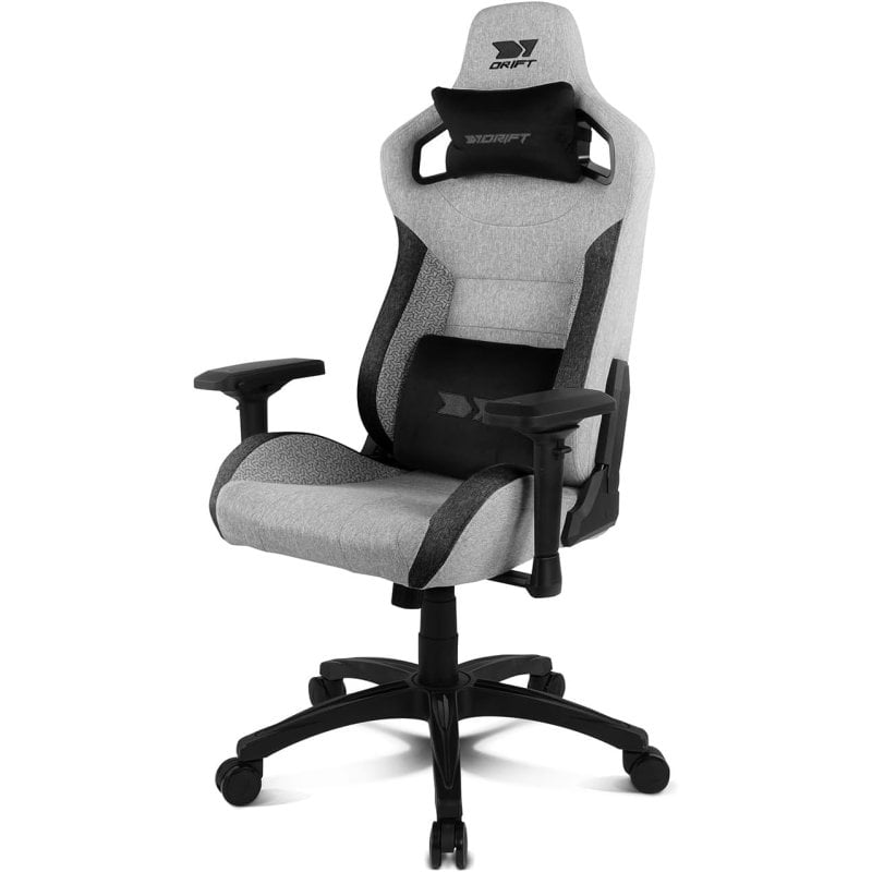 drift Chaise gaming Drift DR220 Tissu Grey Accoudoirs 4D Coussin cervical et lombaire