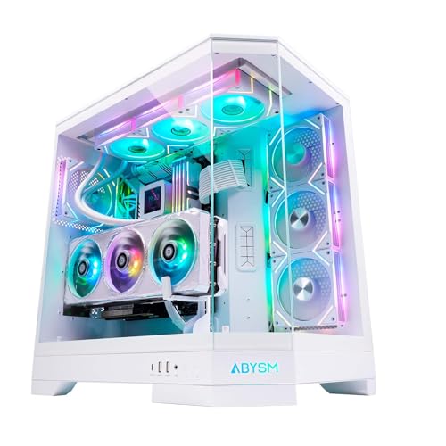 Abysm Gaming Danube SAVA H600 Boîtier PC Gamer E-ATX avec 3 Panneaux en Verre trempé, 4 Ventilateurs ARGB de 120 mm, contrôleur, Support pour GPU et câble Riser PCIe 4.0 16x