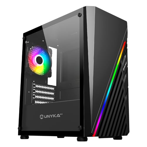 UNYKAch Boîtier PC Gaming Micro ATX Mini GLAYZE, façade ARGB, Verre trempé latéral, Ventilateur ARGB 120 mm, USB 2.0 et Deux USB 3.0
