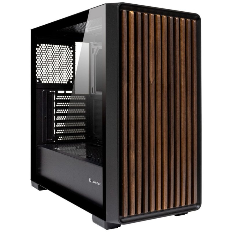 unykach Unykach Revelat MADEIRA Black Midi Tower en Bois et Verre Trempé, ATX, E-ATX, ITX