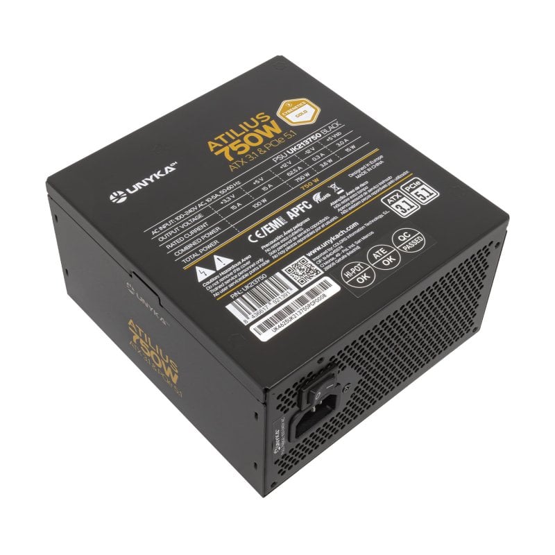 unykach Fuente de Alimentación UNYKAch ATILIUS 3.1 750W Gold full modulaire ventilateur silencieux