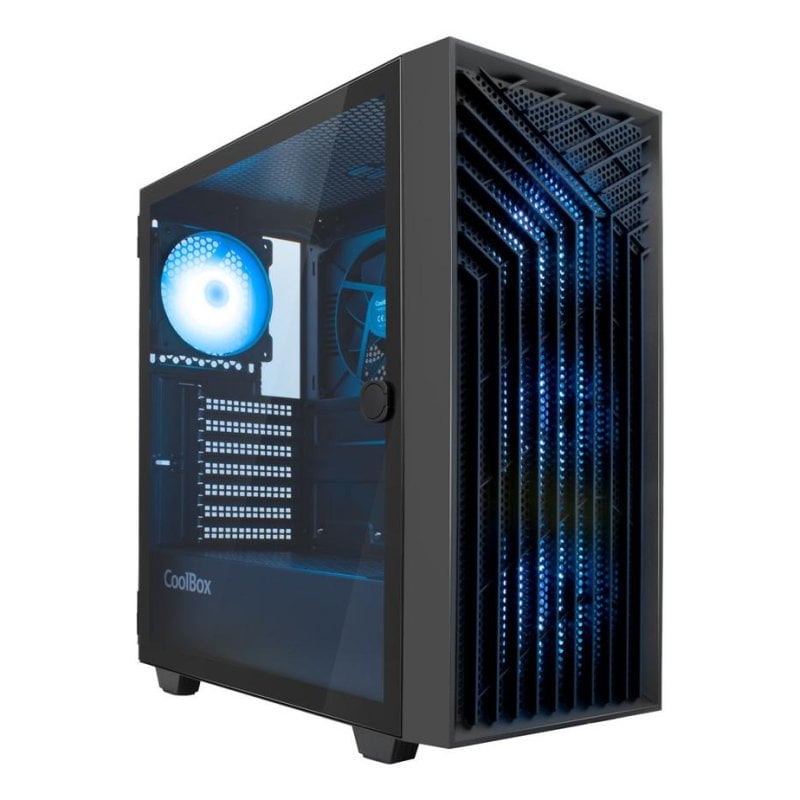 coolbox Carcasse Coolbox GA300 Gridline ARGB Black avec 5 ventilateurs et vitre trempée