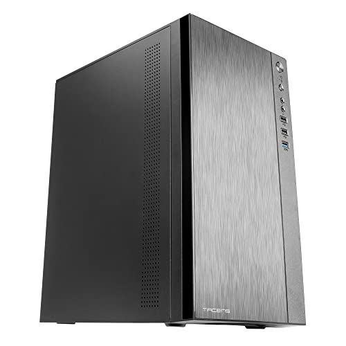 Tacens Anima ACX, Boîtier PC Micro ATX, Façade en Aluminium Brossé, Ventilateur 12cm, USB 3.0, Noir