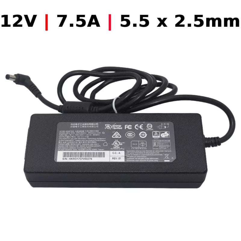 portatilmovil Chargeur pour ordinateur portable QNAP TS-431P NAS 90 W 12 V 7,5 A 5,5 x 2,5 mm