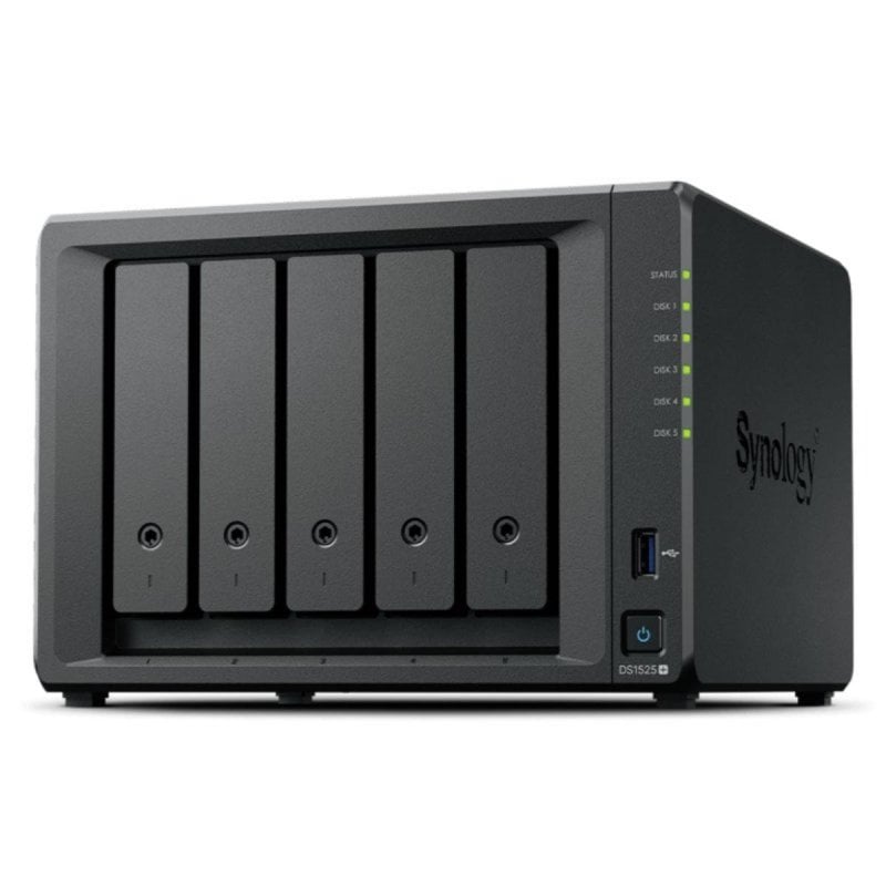 Synology NAS Synology DiskStation DS1525 Ryzen Embedded V1500B 8GB DDR4 0TB 2x2.5GbE 5 baies M.2 SATA PCIe cache ECC RAID Black