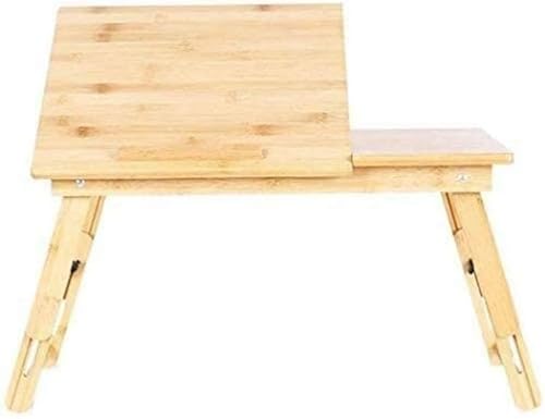 Table de lit pour ordinateur portable, Table de lit réglable for ordinateur portable avec pieds pliables - 4 angles d'inclinaison, design en bois, 33 x 30 x 20-29 cm