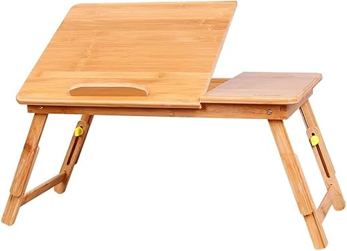 Table de lit pour ordinateur portable, Bureau for ordinateur portable, plateau de lit réglable en hauteur, pliable en deux, espace de rangement, 2 tailles