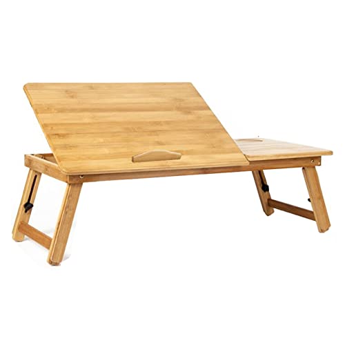 Table de lit pour ordinateur portable, Bureau pliable en bambou for ordinateur portable, hauteur réglable de 23 à 36 cm, table de lit portable avec porte-gobelet, 68 x 30 cm 70 x 34 cm