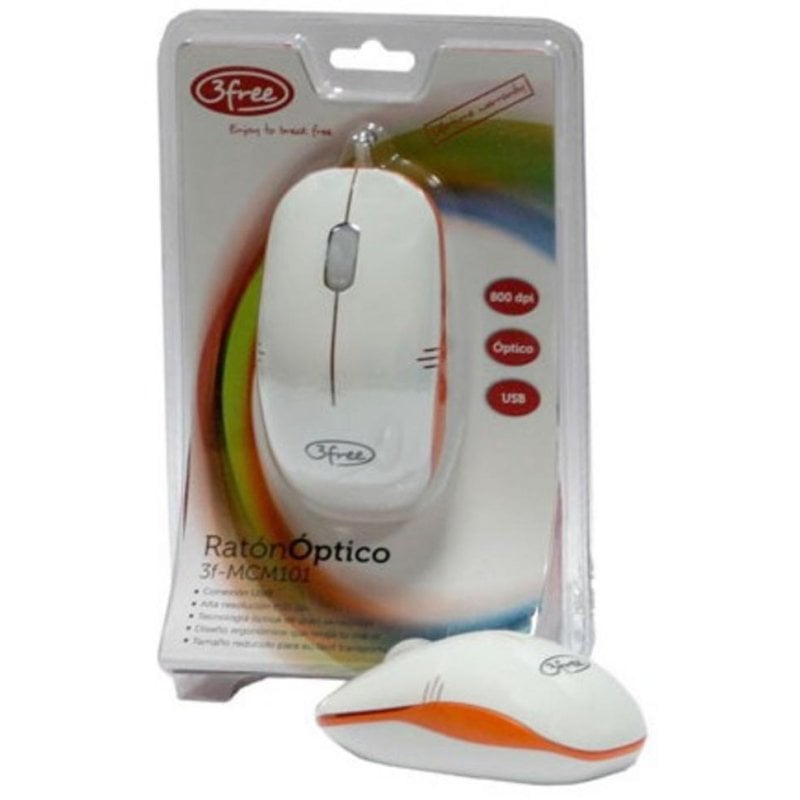3free Ratón 3free 3F-MCM101 WO USB Type-A 800 DPI White Orange Mini