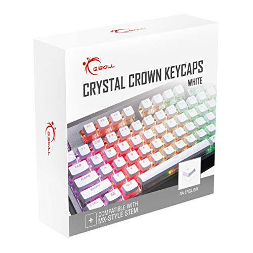 G.Skill Crystal Crown Lot de touches avec couche transparente pour claviers mécaniques, 104 touches, disposition standard ANSI 104 anglais (US), blanc