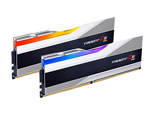 G.SKILL Trident Z5 RGB Series DDR5 RAM (Intel XMP 3.0) 32 Go (2 x 16 Go) 6400 MT s CL32-39-39-102 1,40 V Mémoire U-DIMM pour ordinateur de bureau – Argent métallique (F5-6400J3239G16GA2-TZ5RS)