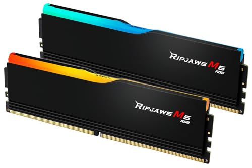 G.SKILL Ripjaws M5 RGB Series DDR5 RAM (Intel XMP 3.0) 64 Go (2 x 32 Go) 6000 MT s CL30-40-40-96 1,40 V mémoire U-DIMM pour ordinateur de bureau – Noir mat (F5-6000J3040G32GX2-RM5RK)
