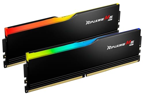 G.SKILL Ripjaws M5 RGB Series DDR5 RAM (Intel XMP 3.0) 48 Go (2 x 24 Go) 5200MT s CL40-40-40-83 1,10 V mémoire U-DIMM pour ordinateur de bureau – Noir mat (F5-5200J4040A24GX2-RM5RK)