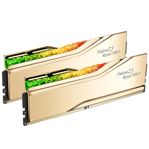 G.SKILL Trident Z5 Royal Neo Series (AMD Expo) DDR5 RAM 96 Go (2 x 48 Go) 6000 MT s CL28-36-36-96 1,35 V mémoire U-DIMM pour ordinateur de bureau (doré)