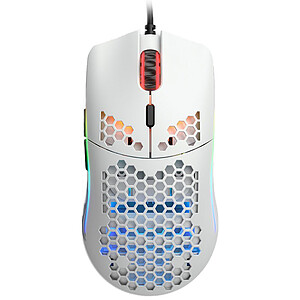Glorious Gaming Model O- (Petite) Souris de jeu filaire - Design nid d’abeille 58 g, RGB, capteur Pixart 3360, switches Omron, ambidextre - Blanc mat