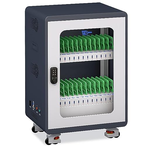 HLGKBY Chariot de Chargement et de Stockage Mobile avec Serrure électronique Station de Chargement USB 30 Baies avec désinfection et Ventilateur de Refroidissement pour Mobile, iPad, Tablette 30bay