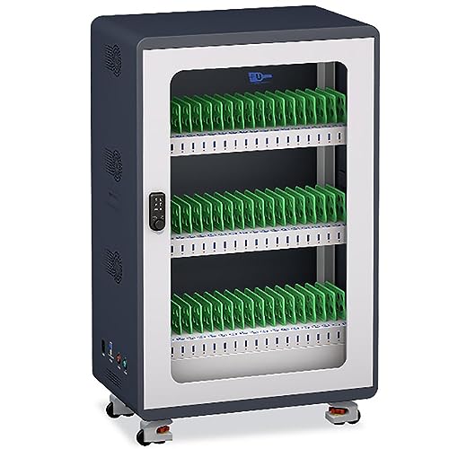 HLGKBY Chariot de Chargement et de Stockage Mobile avec Serrure électronique Station de Chargement USB 30 Baies avec désinfection et Ventilateur de Refroidissement pour Mobile, iPad, Tablette 50bay