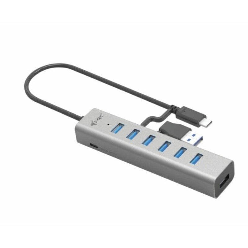 i-tec Hub USB i-tec 7 Ports Métal USB-C USB-A 5 Gbps Charge Active Grey 0,3 m