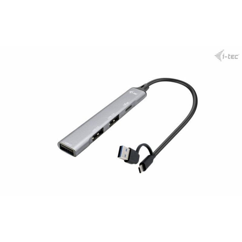 i-tec Hub i-tec 4 ports 5 Gbps USB 3.0 2.0 Métal Compact Silver