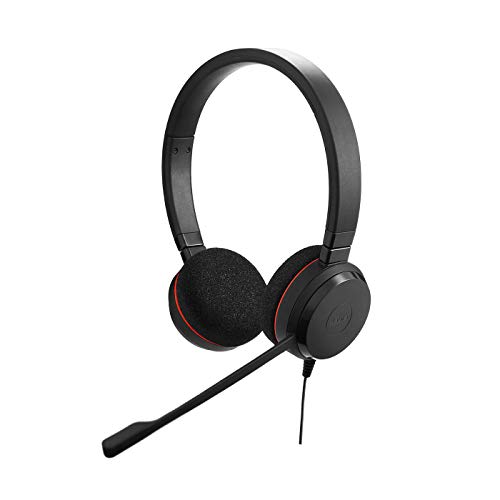 Jabra Evolve 20, Stereo Casque Audio avec Microphone, Écouteurs Filaire - Certifié Unified Communications, Réduction Passive du Bruit, USB-A, Plug-and-Play, Idéal pour le Travail au Bureau, Noir