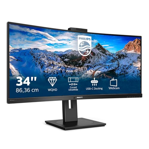 PHILIPS 346P1CRH 00 34inch USB-C Docking Display 3440x1440 Curved VA 5ms GtG Has USB-C DP in Out HDMI RJ45 USB HUB Speakers VESA