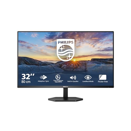 Philips 32E1N3100LA - Moniteur Full HD 32 Pouces, Haut-Parleur intégré, inclinable (1920x1080, VGA, HDMI 1.4), Noir