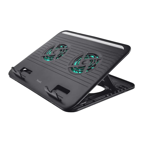 Trust Cyclone Refroidisseur USB pour Ordinateur Portable Jusqu'au 16 Pouces - Deux Ventilateurs