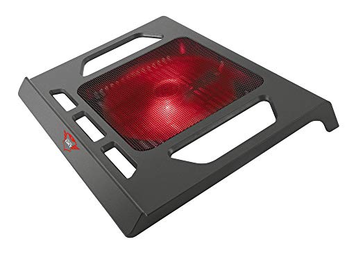 Trust Gaming Refroidisseur Ordinateur Portable GXT 220 Support de Refroidissement pour Portables jusqu'à 17,3 Pouces, Ventilateur Rétroéclairé Rouge, Refroidit Votre Équipement
