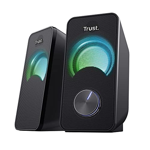 Trust Arys Enceinte PC 2 0 Compacte 12 W 6 W RMS Alimentation USB Connexion Jack 35 mm Eclairage LED Haut Parleur pour PC Ordinateur Portable Black
