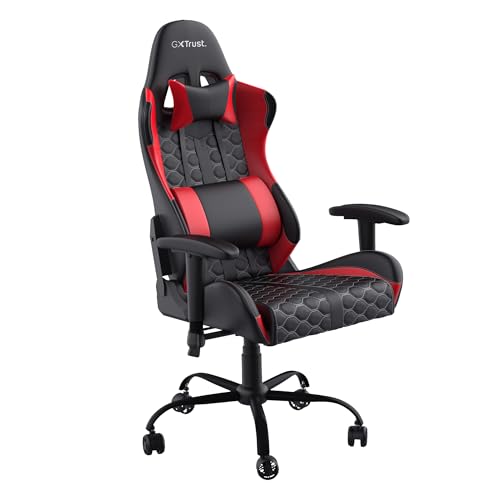 Trust Gaming GXT 708R Resto Chaise Gaming, Chaise de Bureau, Fauteuil, Pivotement Total sur 360° et Dossier Réglable, Châssis Construit en Métal Robuste – Rouge