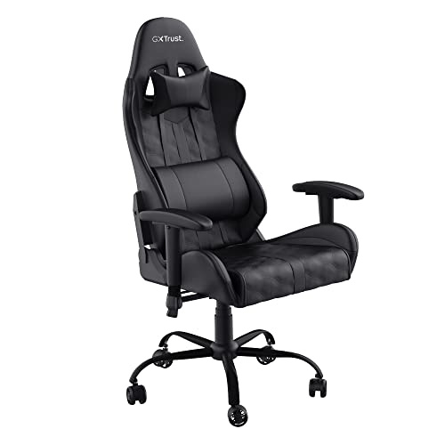 Trust Gaming GXT 708 Resto Chaise Gaming, Chaise de Bureau, Fauteuil, Pivotement Total sur 360° et Dossier Réglable, Châssis Construit en Métal Robuste – Noir