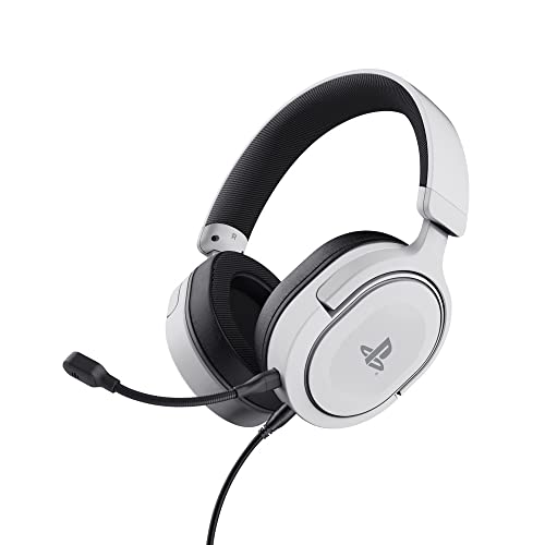 Trust Gaming GXT 498W Forta Casque PS5 Durable Licence Officielle pour Playstation 5 Casque Gamer PS4 Arceau Reglable Cable de 12 m Casque Gaming Over Ear avec Microphone Detachable White
