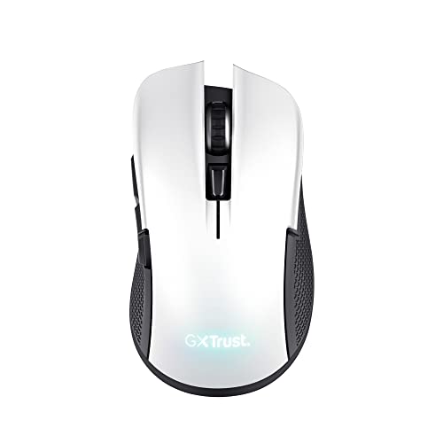 Trust Gaming GXT 923W Ybar Souris sans Fil Gaming Rechargeable 200 7200 DPI Faible Latence 2 4GHz 69 de Plastiques Recycles Souris Gamer RGB pour PC Ordinateur Windows a�� White