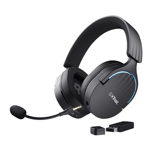 Trust Gaming GXT 491 Fayzo Casque Gaming sans Fil Bluetooth 2.4 GHz, Son Surround 7.1, Batterie 22 Heures, Pilotes 50mm, Microphone Antibruit, Casque Gamer RGB Over-Ear PC PS5 PS4 Switch - Noir