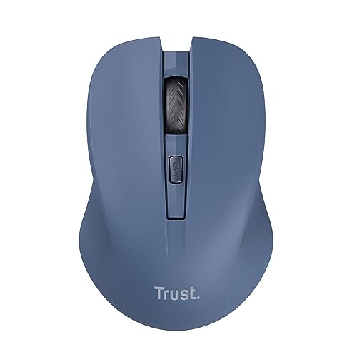 Trust Mydo Souris sans Fil Silencieuse, 82 Plastiques Recyclés 1000-1800 DPI, Récepteur USB Stockable, RF 2.4GHz, pour Gauchers et Droitiers, Mouse pour PC, Ordinateur Portable, Mac - Bleu