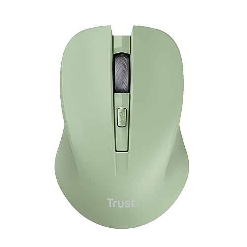 Trust Mydo Souris sans Fil Silencieuse, 82 Plastiques Recyclés 1000-1800 DPI, Récepteur USB Stockable, RF 2.4GHz, pour Gauchers et Droitiers, Mouse pour PC, Ordinateur Portable, Mac - Vert