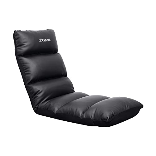 Trust Gaming GXT 718 Rayzee Chaise Gaming Pliable, Coussin De Sol pour Consoles, Appuie-tête et Dossier Réglables, Supporte Jusqu'à 125 kg, Fauteuil Gamer pour Jeux, Relax, Enfant, Lecture, Noir