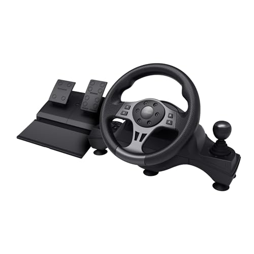 Trust Gaming GXTrust Movi Volant de Course pour Simulateur de Vol, Volant PC avec Pédalier, Levier Vitesse, Retour de Vibration, pour Farming Simulator F1 Gran Turismo