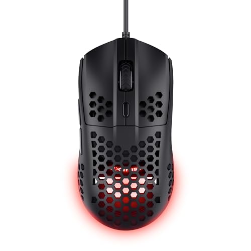 Trust Gaming GXT 928 Helox Souris Gaming Filaire Ultralégère 65g, DPI Réglable 200-6400, Capteur Optique, 6 Boutons Programmables, Éclairage RVB, Souris Gamer USB PC Ordinateur Portable, Noir