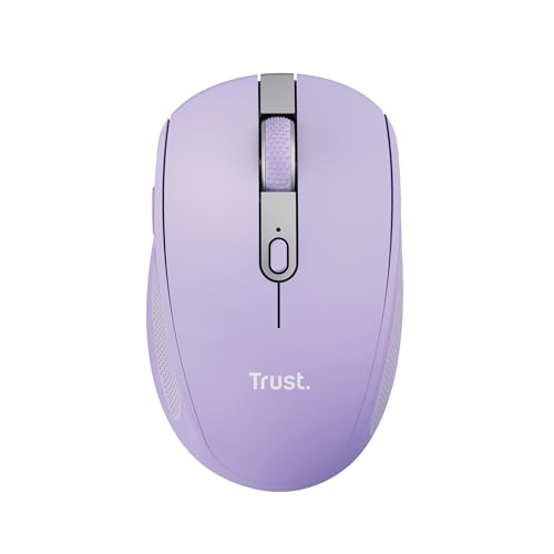 Trust Ozaa Souris sans Fil Bluetooth 2.4GHz, Souris Silencieuse Compacte Multi-appareils, 60 de Plastiques Recyclés, Souris Bluetooth Rechargeable PC Ordinateur Portable Android Mac - Pourpre