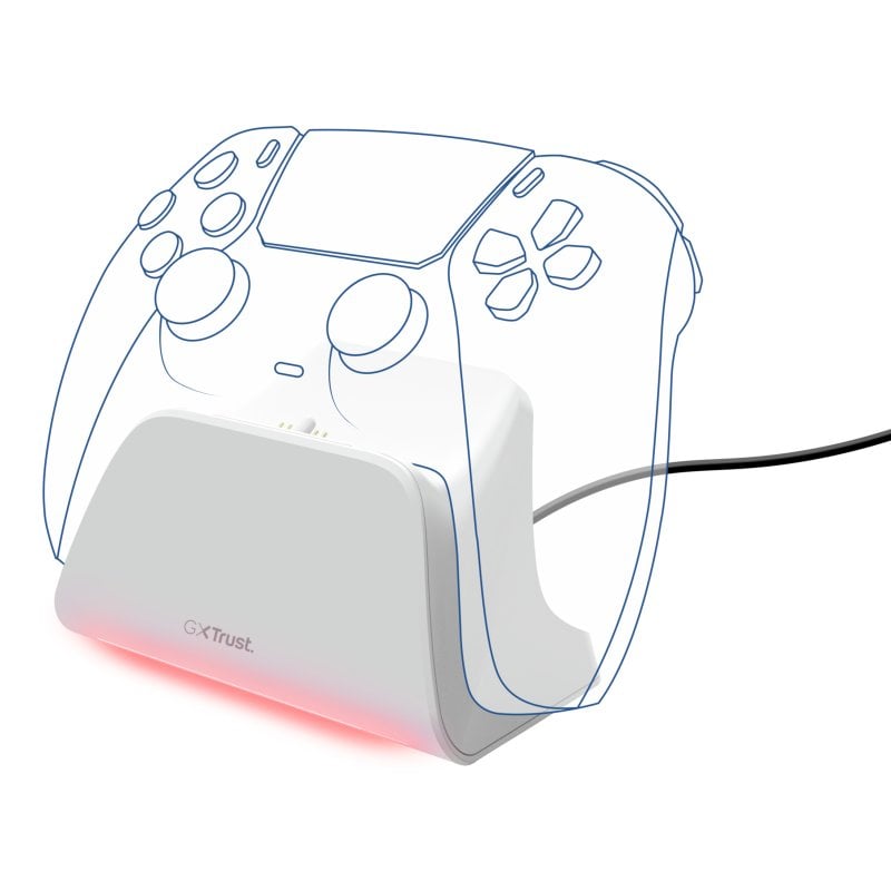Trust Support Trust GXT 255 pour PS5 DualSense, charge rapide, LED multicolore, antidérapant