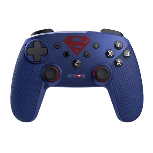 GXTrust 542SM Muta Manette Switch PC sans Fil Licence Superman Bluetooth 2.4GHz USB, Batterie Rechargeable, Contrôleur de Jeu Nintendo Switch OLED Lite iOS Android Consoles Windows, Bleu